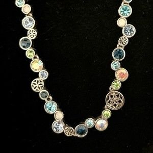 Lia Sophia blue crystal necklace in silver tone setting Happy Hour design